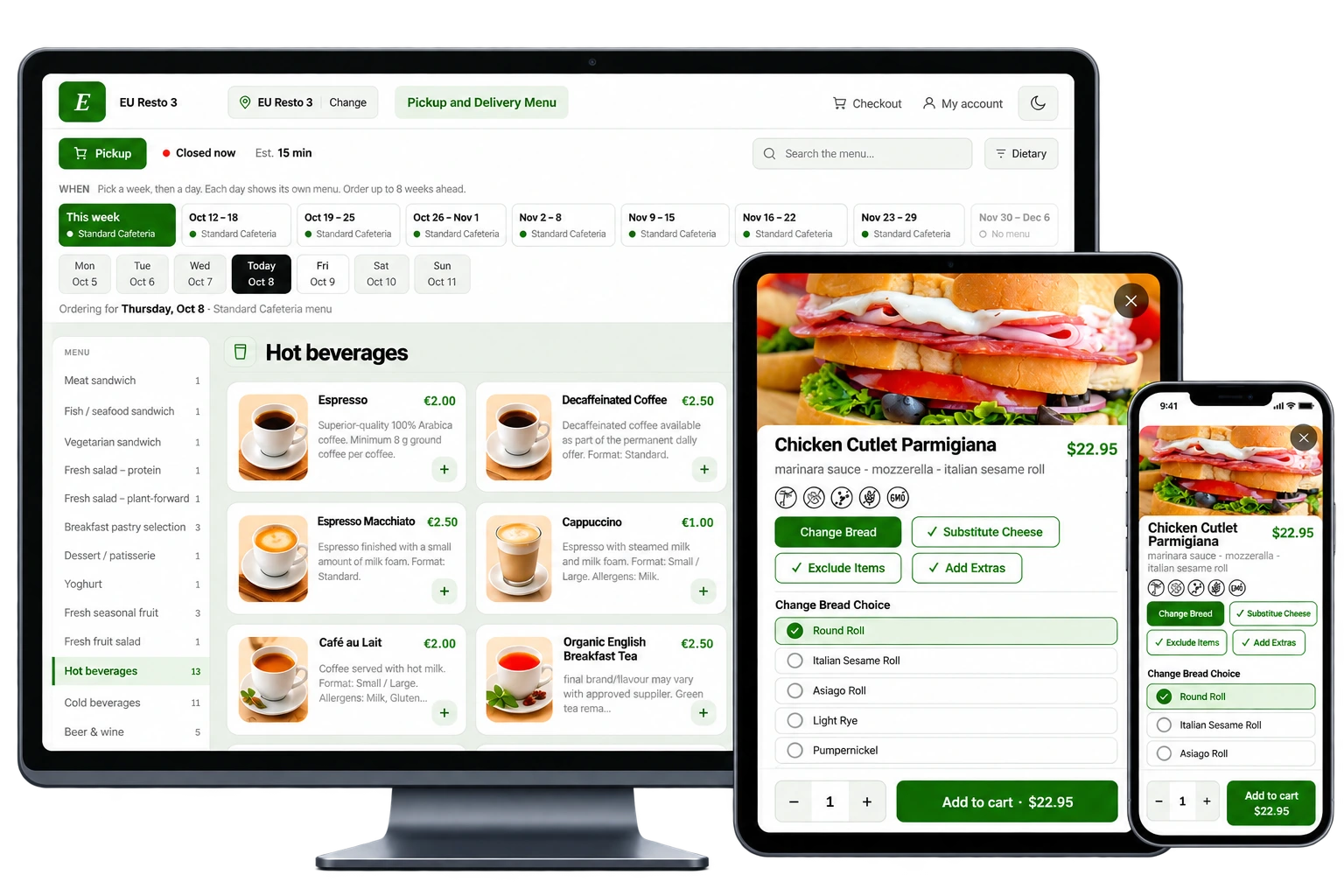 School lunches, ordered weeks ahead