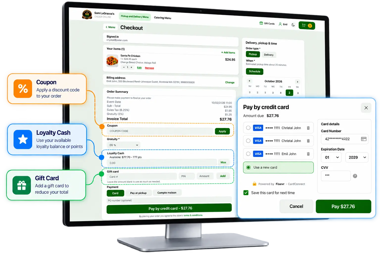 LightCater invoice with VAT and integrations for card processing and accounting sync